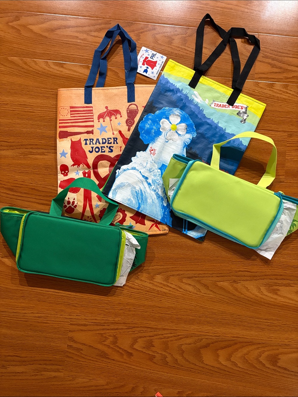 4 Trader Joe's Reusable Bags - 2 insulated, 1 city and 1 state bag